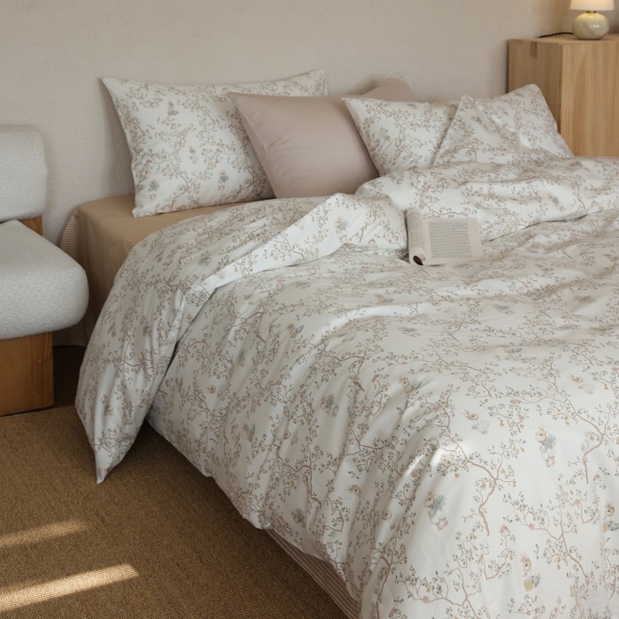 91家纺网 家纺一手货源 找家纺 棉眠 2026新款全棉纯棉印花四件套 森林来信