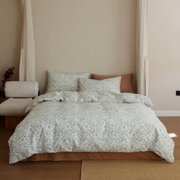 91家纺网 家纺一手货源 找家纺 棉眠 2026新款全棉纯棉印花四件套 松下花枝