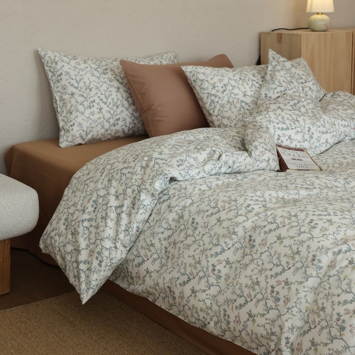 91家纺网 家纺一手货源 找家纺 棉眠 2026新款全棉纯棉印花四件套 松下花枝