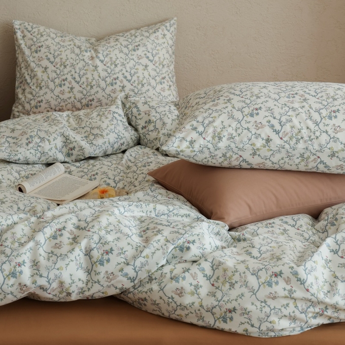 91家纺网 家纺一手货源 找家纺 棉眠 2026新款全棉纯棉印花四件套 松下花枝