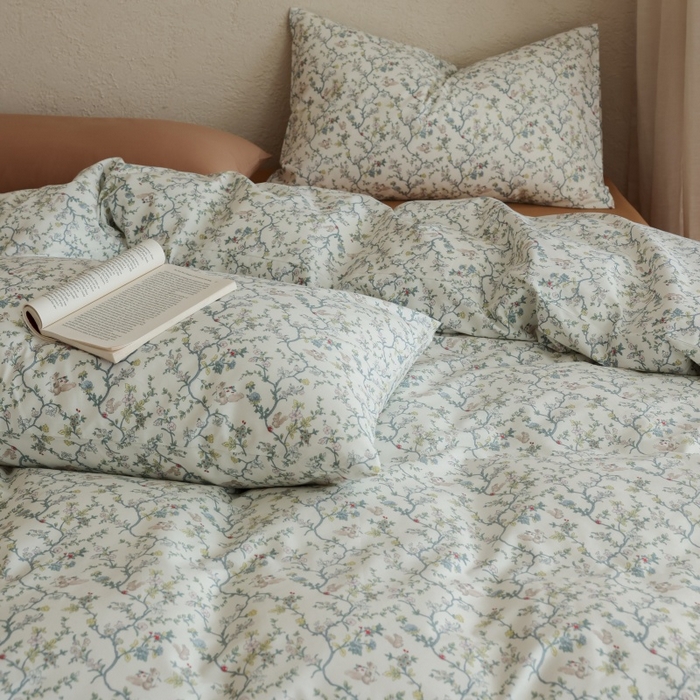 91家纺网 家纺一手货源 找家纺 棉眠 2026新款全棉纯棉印花四件套 松下花枝