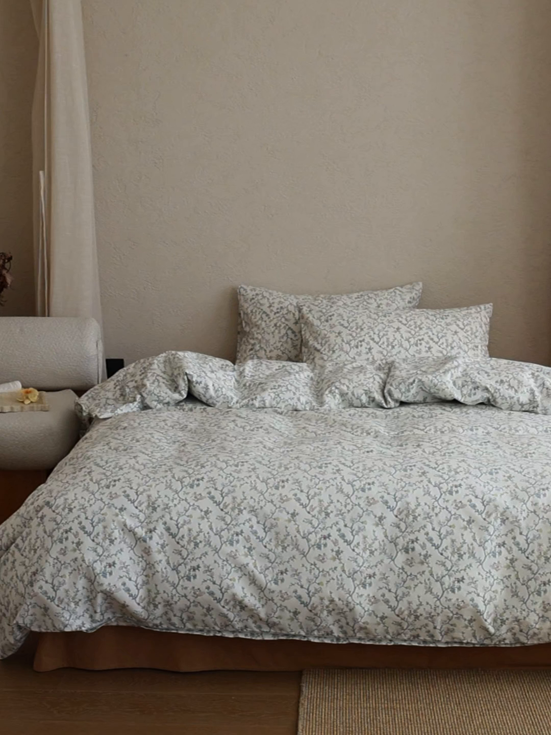 91家纺网 家纺一手货源 找家纺 棉眠 2026新款全棉纯棉印花四件套 松下花枝