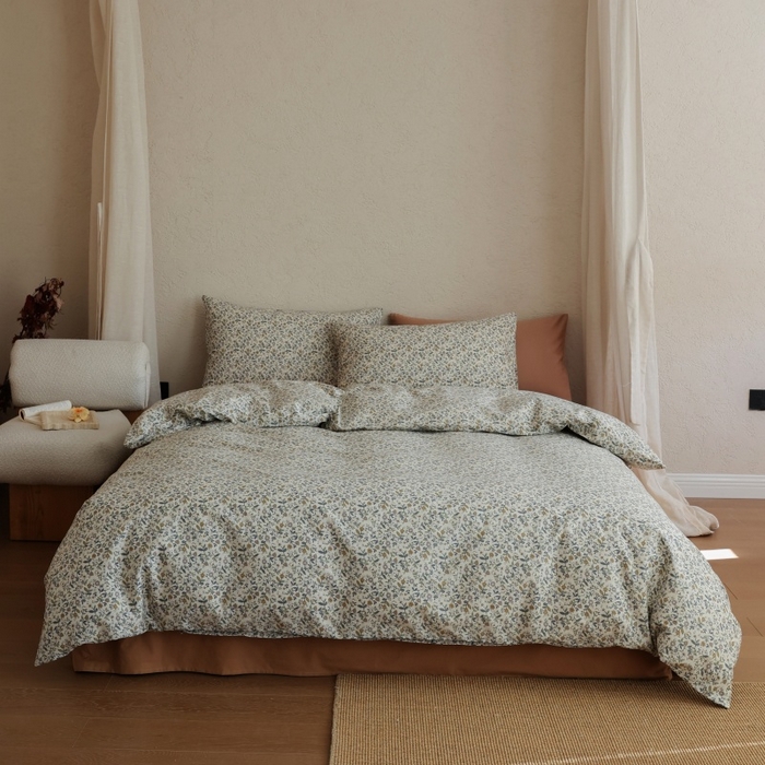 91家纺网 家纺一手货源 找家纺 棉眠 2026新款全棉纯棉印花四件套 燕麦煎茶