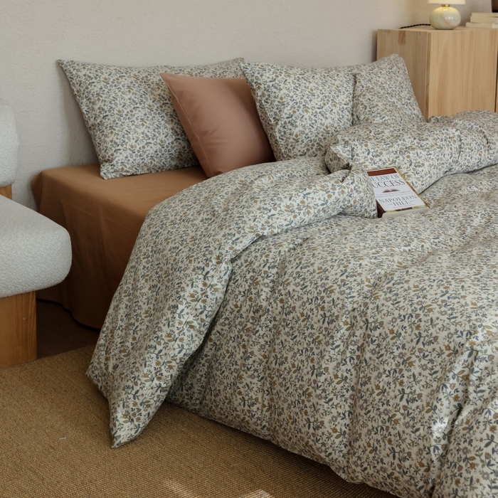 91家纺网 家纺一手货源 找家纺 棉眠 2026新款全棉纯棉印花四件套 燕麦煎茶