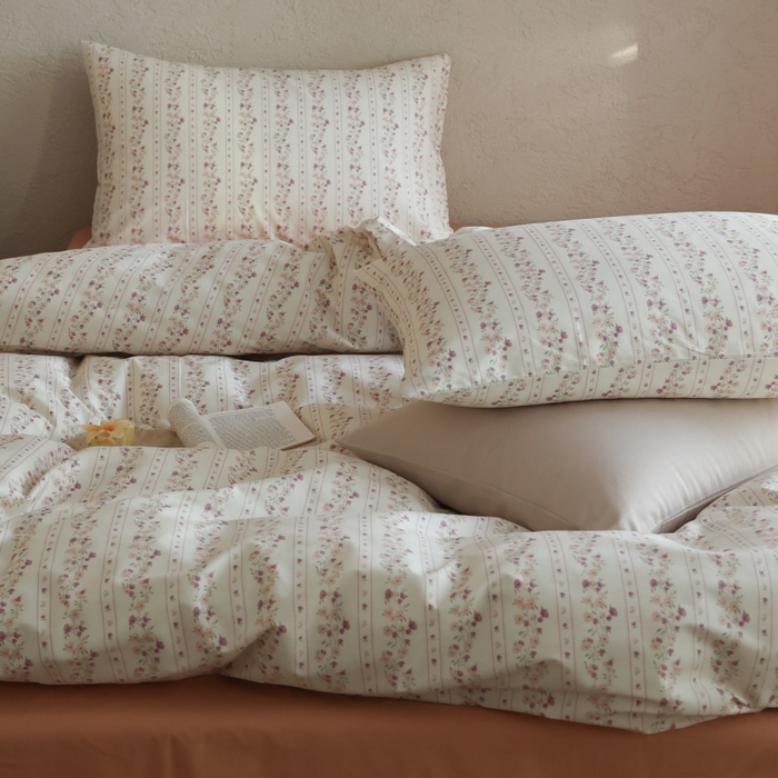 91家纺网 家纺一手货源 找家纺 棉眠 2026新款全棉纯棉印花四件套 紫韵花境