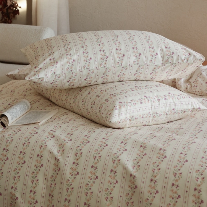 91家纺网 家纺一手货源 找家纺 棉眠 2026新款全棉纯棉印花四件套 紫韵花境