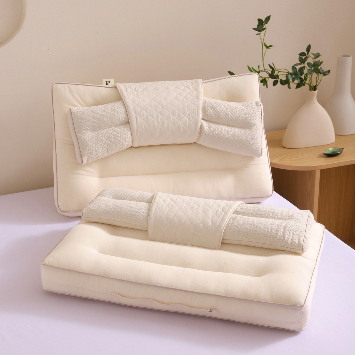 91家纺网 家纺一手货源 找家纺 （总）yyds网供 2025新款森麻苦荞护颈枕头苦荞麦壳全棉麻定型纯棉亚麻枕芯可拆分功能枕头枕芯