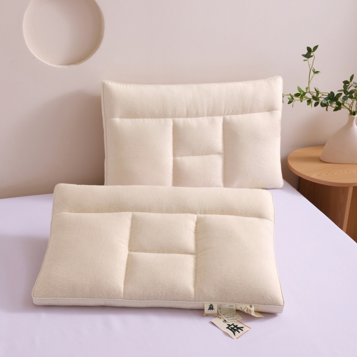 91家纺网 家纺一手货源 找家纺 （总）yyds网供 2025新款絮语分区护颈枕芯纯棉亚麻分区释压不同睡姿全棉麻面料枕头枕芯