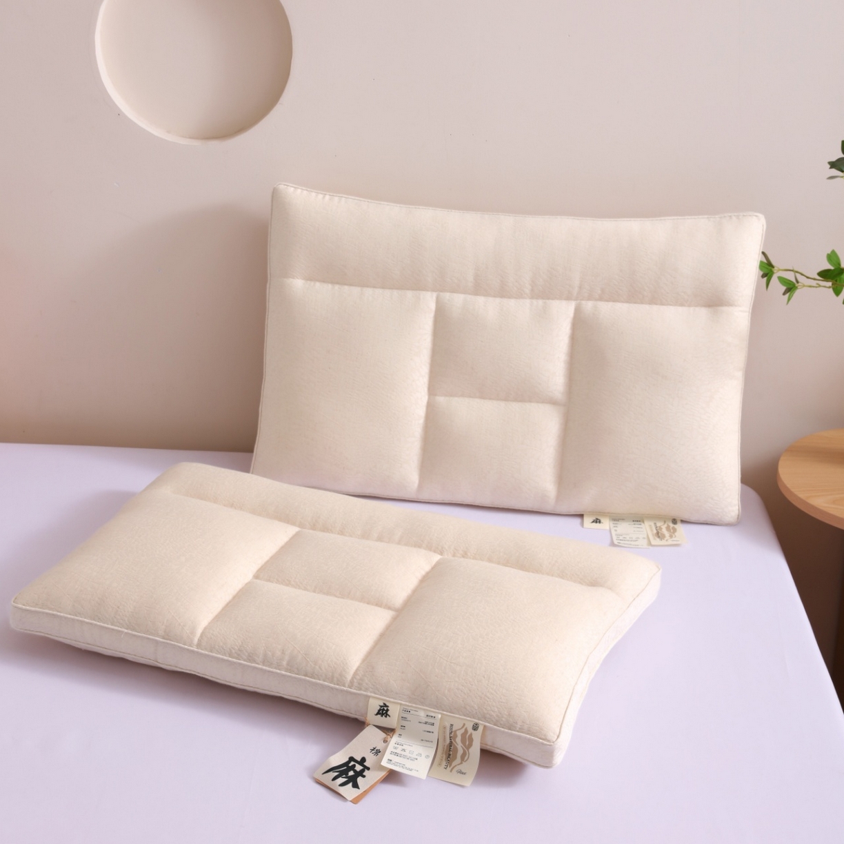 91家纺网 家纺一手货源 找家纺 （总）yyds网供 2025新款絮语分区护颈枕芯纯棉亚麻分区释压不同睡姿全棉麻面料枕头枕芯