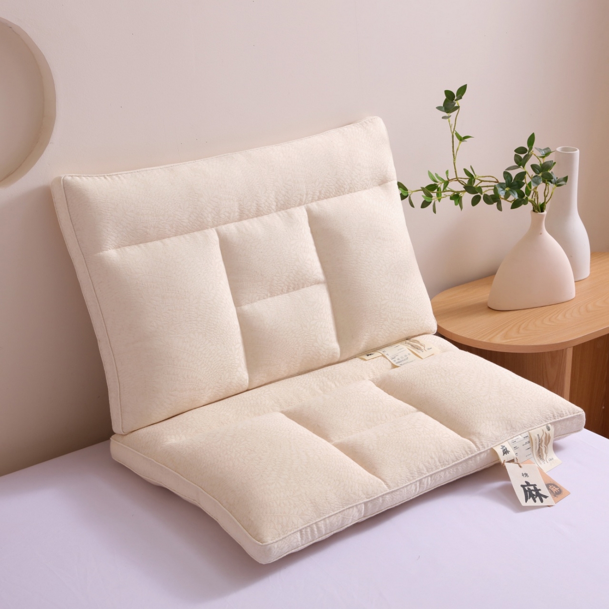 91家纺网 家纺一手货源 找家纺 （总）yyds网供 2025新款絮语分区护颈枕芯纯棉亚麻分区释压不同睡姿全棉麻面料枕头枕芯