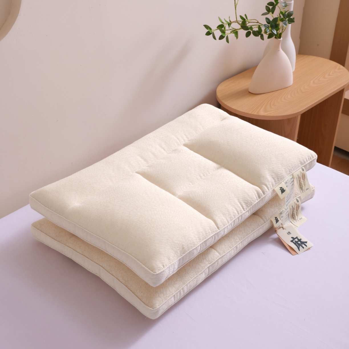 91家纺网 家纺一手货源 找家纺 （总）yyds网供 2025新款絮语分区护颈枕芯纯棉亚麻分区释压不同睡姿全棉麻面料枕头枕芯