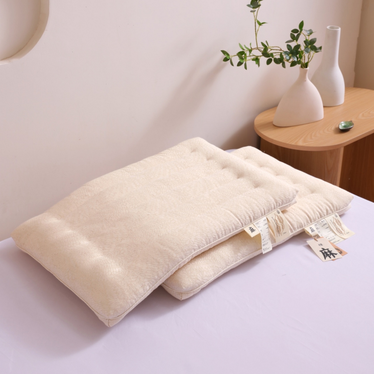 91家纺网 家纺一手货源 找家纺 （总）yyds网供 2025新款麻间絮语低枕芯全棉麻面料定型低枕纯棉亚麻云感舒适枕头枕芯