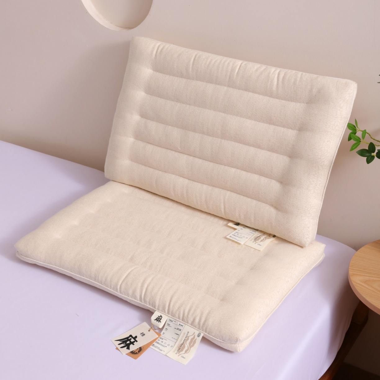 91家纺网 家纺一手货源 找家纺 （总）yyds网供 2025新款麻间絮语低枕芯全棉麻面料定型低枕纯棉亚麻云感舒适枕头枕芯