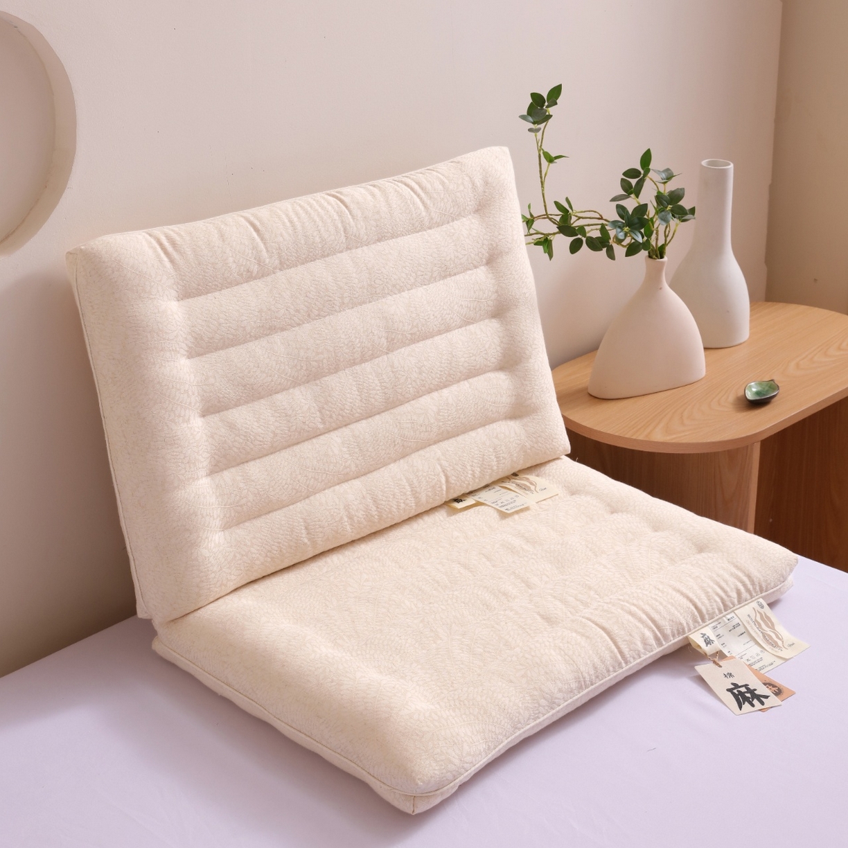 91家纺网 家纺一手货源 找家纺 （总）yyds网供 2025新款麻间絮语低枕芯全棉麻面料定型低枕纯棉亚麻云感舒适枕头枕芯