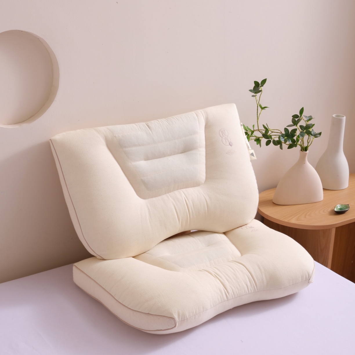 91家纺网 家纺一手货源 找家纺 （总）yyds网供 2025新款汉方眠麻枕芯决明子填充绣花枕头异形方形整头全棉纯棉亚麻定型枕枕头枕芯