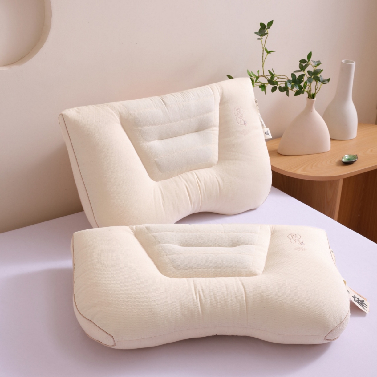 91家纺网 家纺一手货源 找家纺 （总）yyds网供 2025新款汉方眠麻枕芯决明子填充绣花枕头异形方形整头全棉纯棉亚麻定型枕枕头枕芯