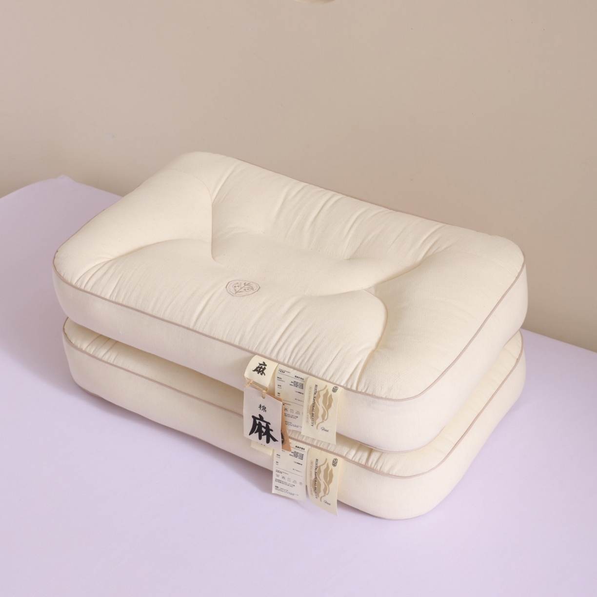 91家纺网 家纺一手货源 找家纺 （总）yyds网供 2025新款森麻护颈枕头天然全棉麻纯棉亚麻枕芯贴合颈椎线枕头枕芯