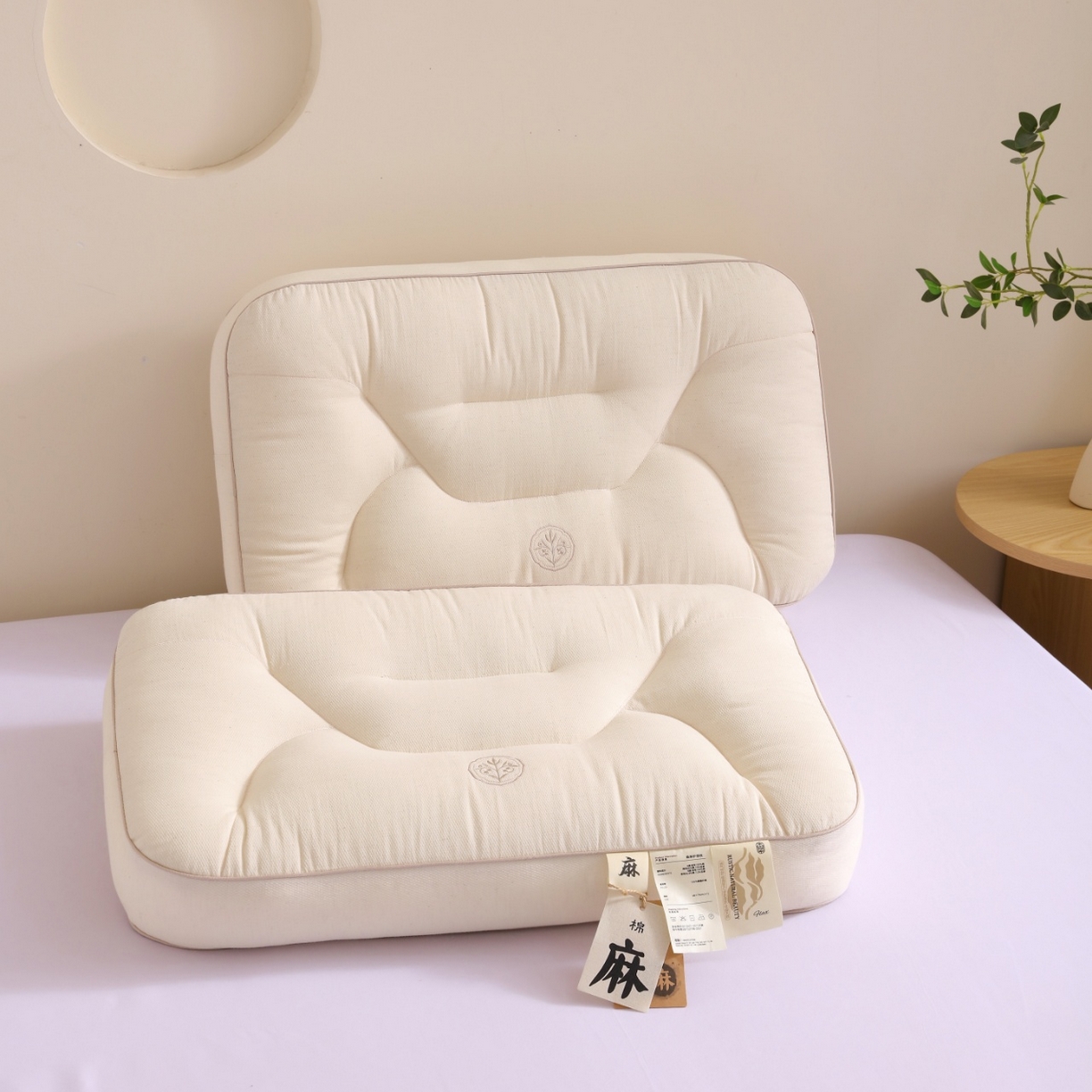 91家纺网 家纺一手货源 找家纺 （总）yyds网供 2025新款森麻护颈枕头天然全棉麻纯棉亚麻枕芯贴合颈椎线枕头枕芯