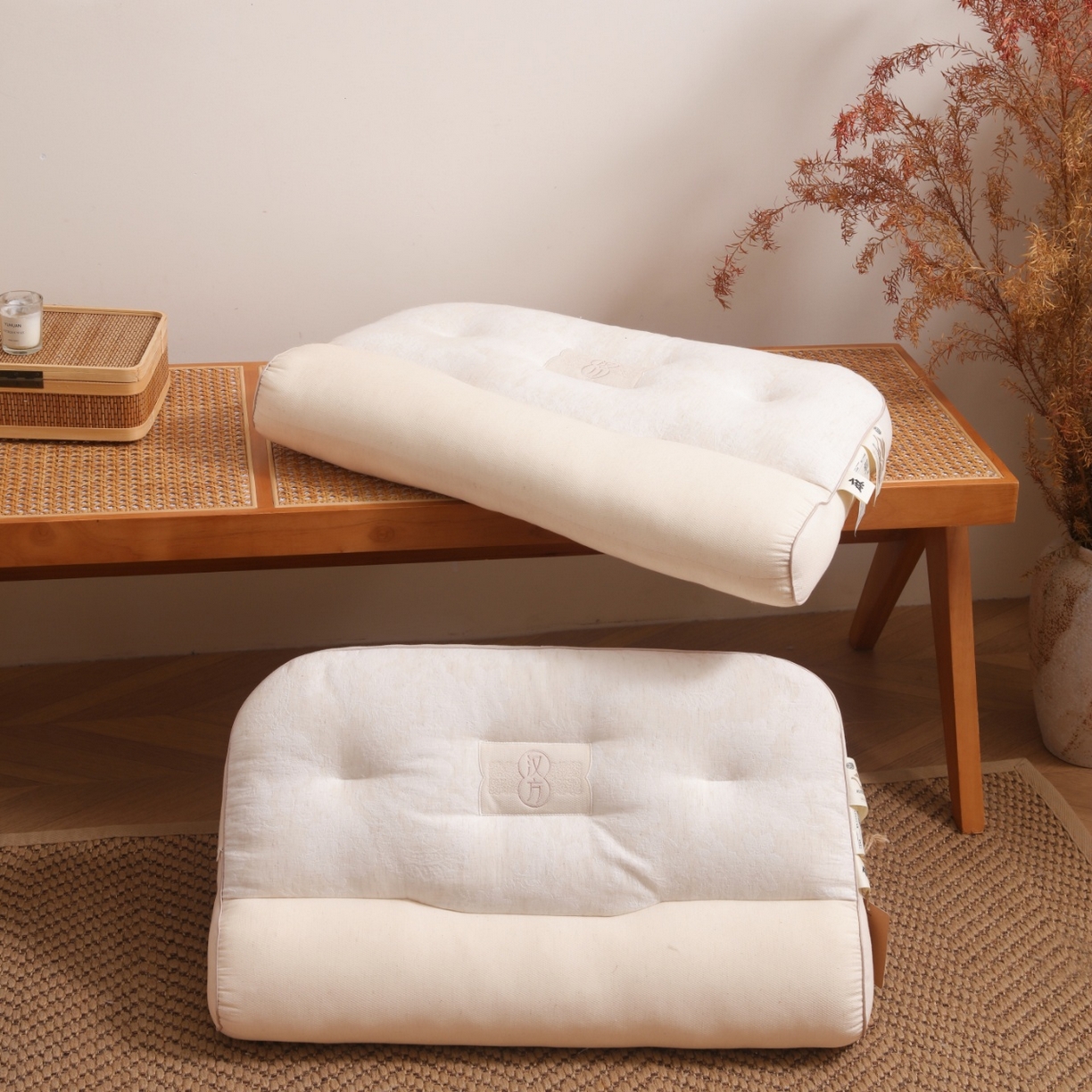 91家纺网 家纺一手货源 找家纺 （总）yyds网供 2025新款荨安汉方安神枕头纯棉亚麻面料柔软清爽全棉麻枕芯科学承托枕头枕芯