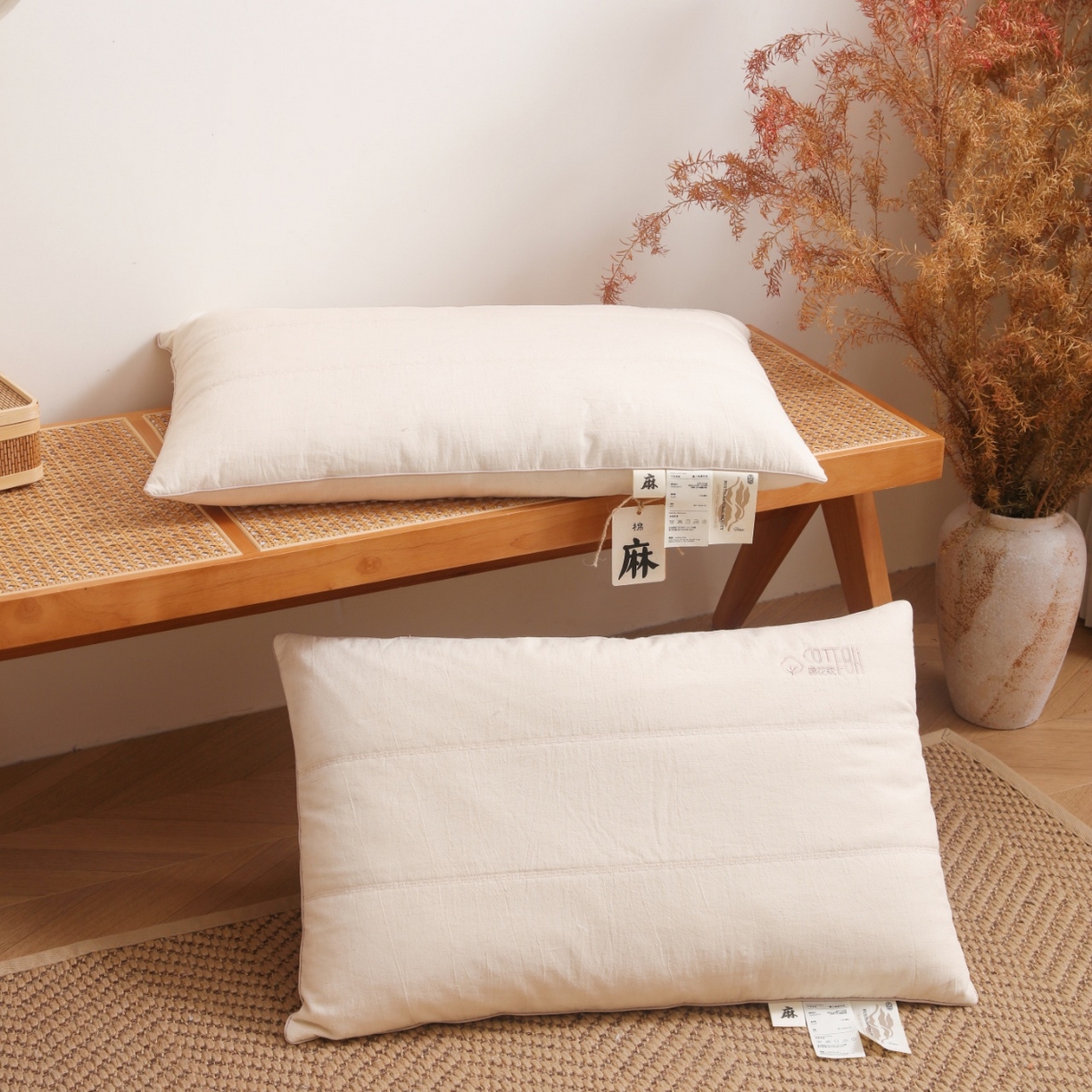 91家纺网 家纺一手货源 找家纺 （总）yyds网供 2025新款疆小麻棉花枕头棉花填充枕芯绣花全棉麻面料纯棉亚麻整头刺绣枕头枕芯