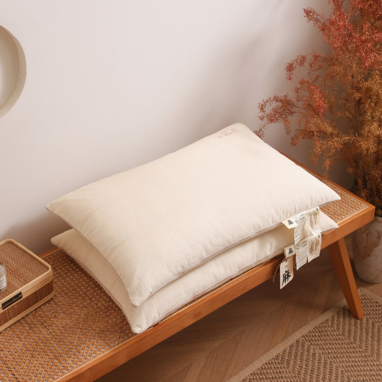 91家纺网 家纺一手货源 找家纺 （总）yyds网供 2025新款疆小麻棉花枕头棉花填充枕芯绣花全棉麻面料纯棉亚麻整头刺绣枕头枕芯