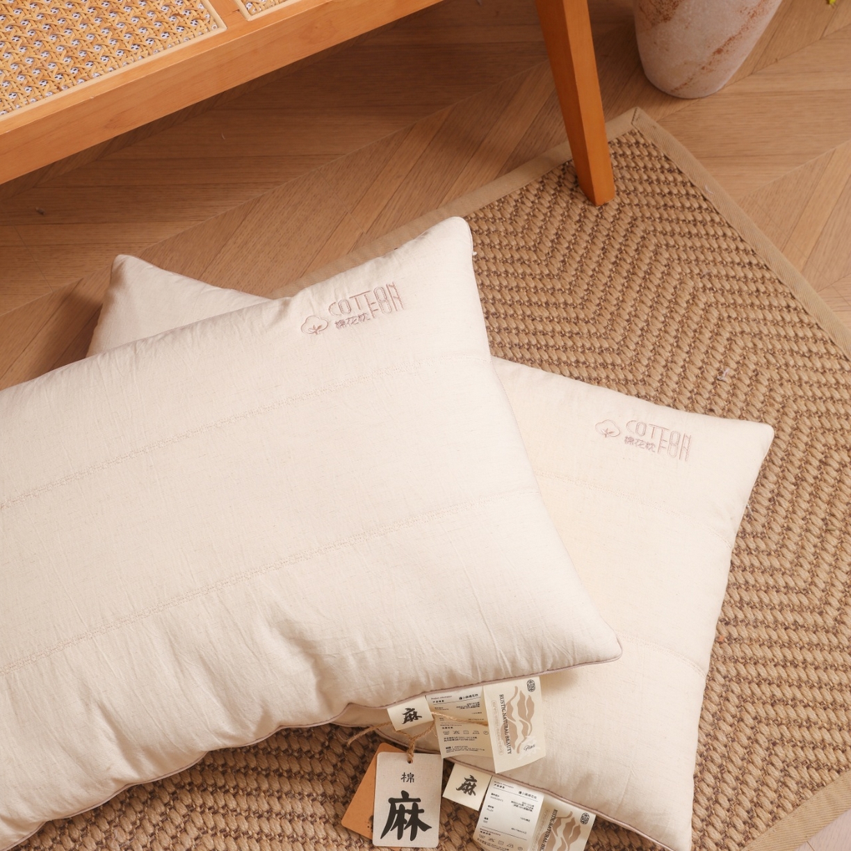 91家纺网 家纺一手货源 找家纺 （总）yyds网供 2025新款疆小麻棉花枕头棉花填充枕芯绣花全棉麻面料纯棉亚麻整头刺绣枕头枕芯