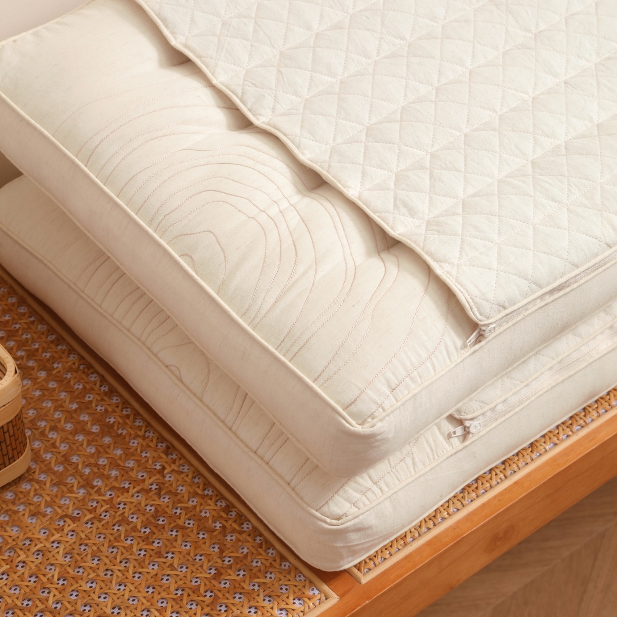 91家纺网 家纺一手货源 找家纺 （总）yyds网供 2025新款决明子填充木枳眠全棉麻枕芯清香养神纯棉亚麻枕头定型多功能枕头枕芯