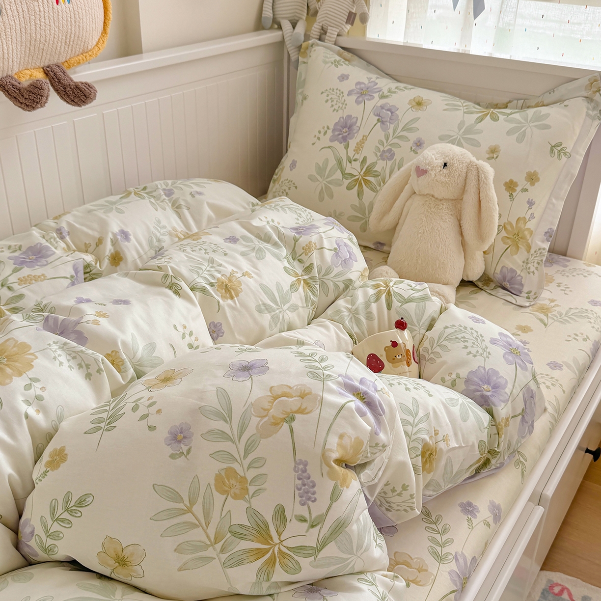 91家纺网 家纺一手货源 找家纺 尚帛 2026新款全棉品质喷气印花爆款四件套 多规格套件 单品系列-四件套学生款 爱的花海