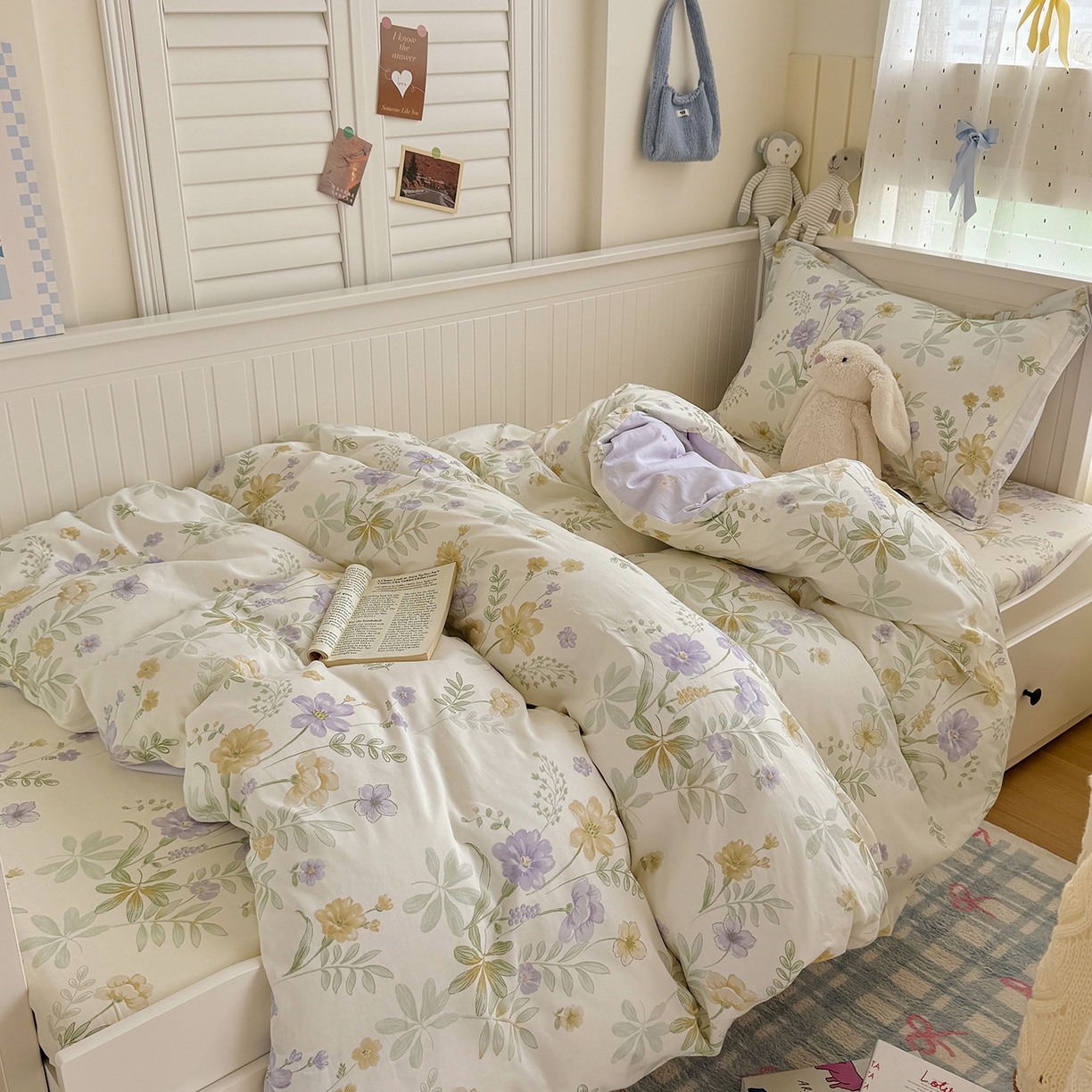 91家纺网 家纺一手货源 找家纺 尚帛 2026新款全棉品质喷气印花爆款四件套 多规格套件 单品系列-四件套学生款 爱的花海