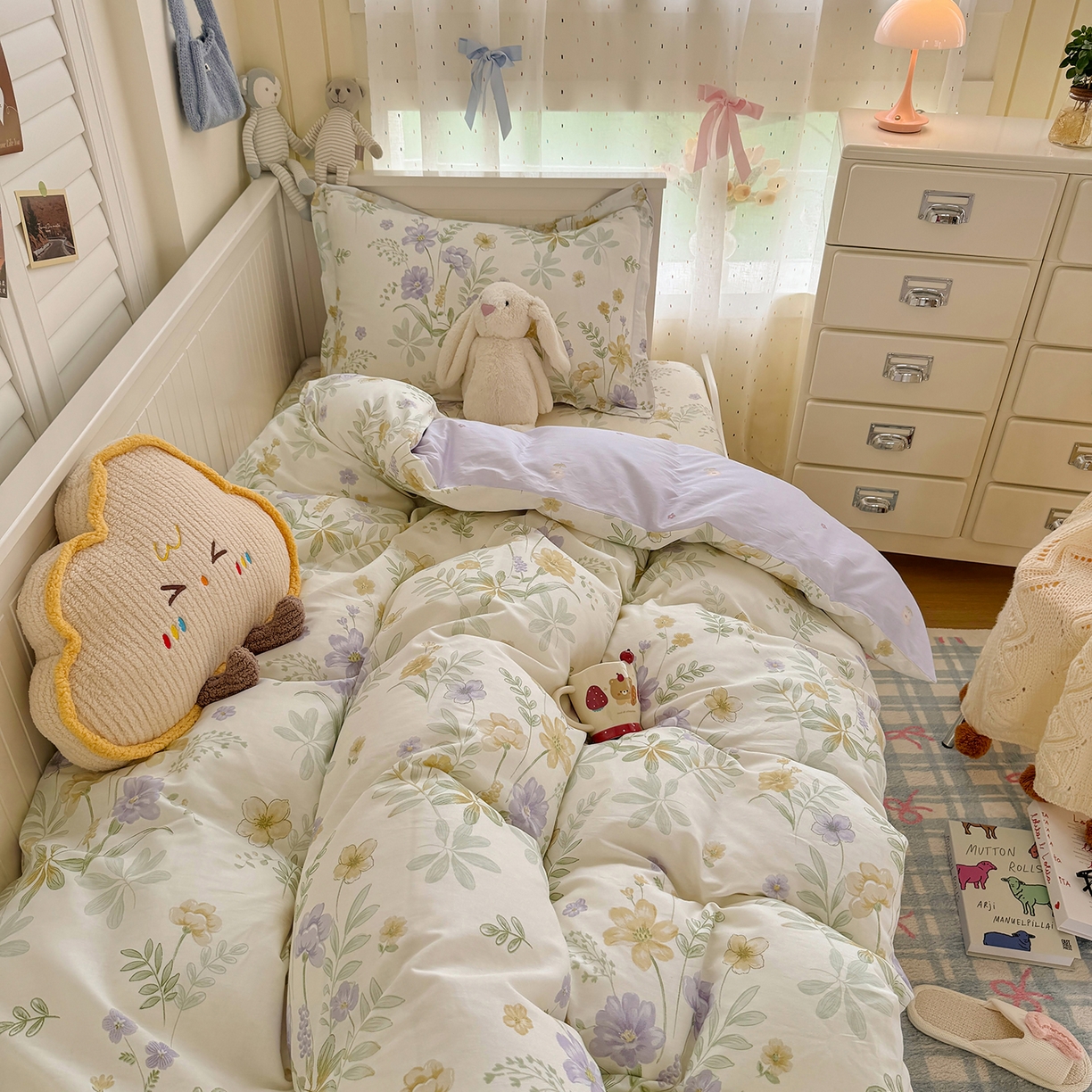 91家纺网 家纺一手货源 找家纺 尚帛 2026新款全棉品质喷气印花爆款四件套 多规格套件 单品系列-四件套学生款 爱的花海