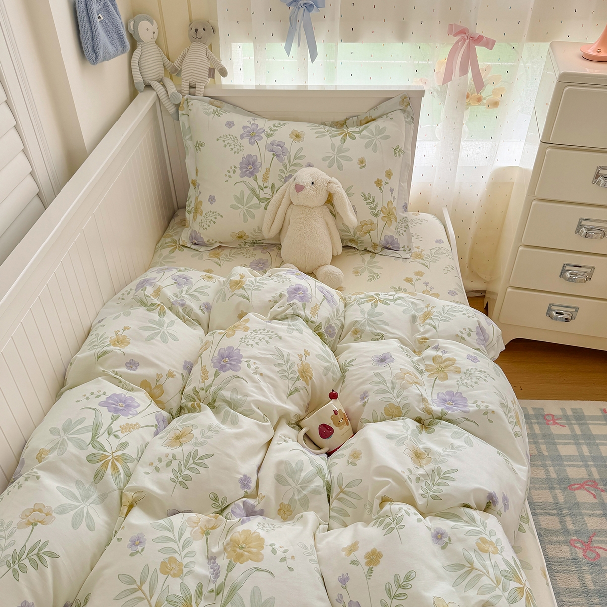 91家纺网 家纺一手货源 找家纺 尚帛 2026新款全棉品质喷气印花爆款四件套 多规格套件 单品系列-四件套学生款 爱的花海