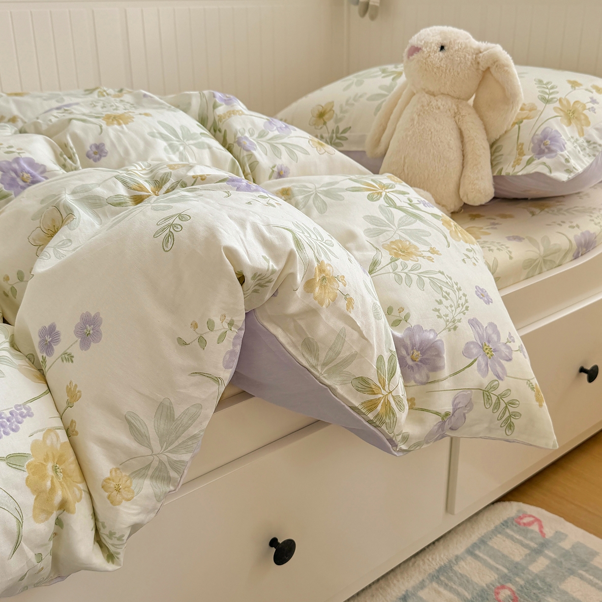 91家纺网 家纺一手货源 找家纺 尚帛 2026新款全棉品质喷气印花爆款四件套 多规格套件 单品系列-四件套学生款 爱的花海