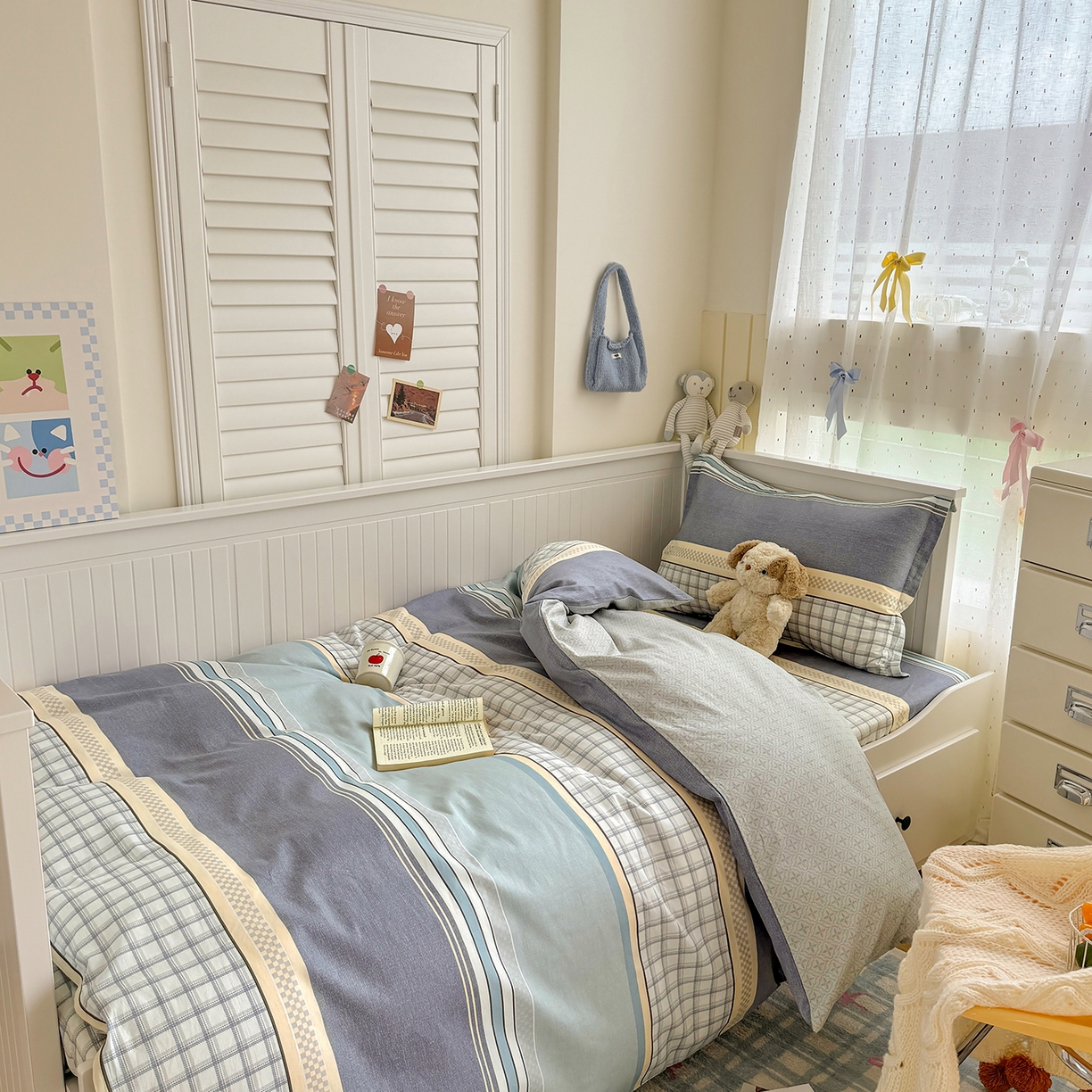 91家纺网 家纺一手货源 找家纺 尚帛 2026新款全棉品质喷气印花爆款四件套 多规格套件 单品系列-四件套学生款 爱之艺术-灰