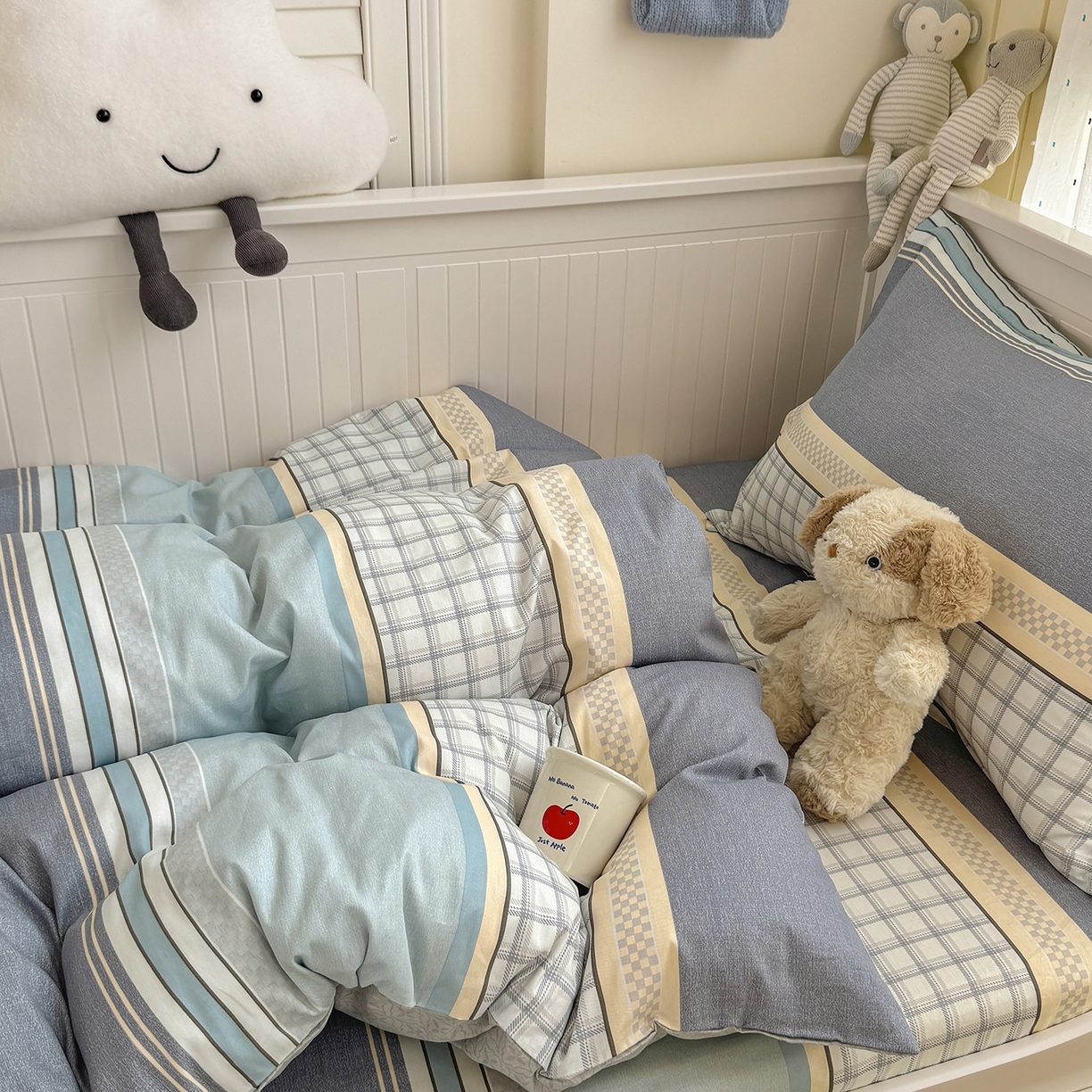 91家纺网 家纺一手货源 找家纺 尚帛 2026新款全棉品质喷气印花爆款四件套 多规格套件 单品系列-四件套学生款 爱之艺术-灰