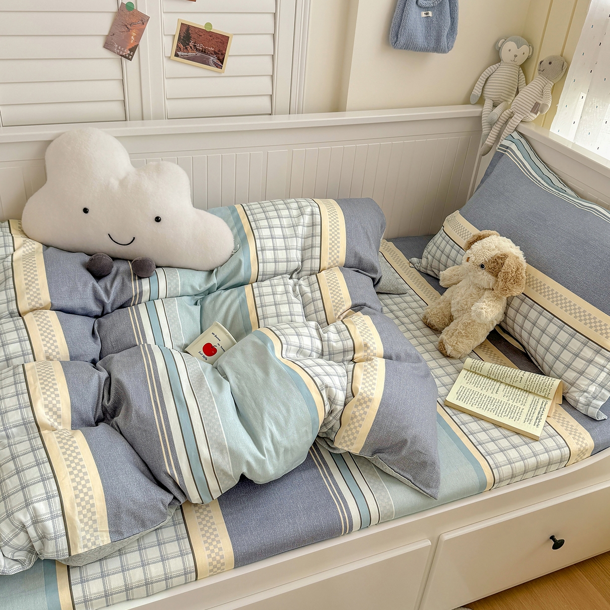 91家纺网 家纺一手货源 找家纺 尚帛 2026新款全棉品质喷气印花爆款四件套 多规格套件 单品系列-四件套学生款 爱之艺术-灰