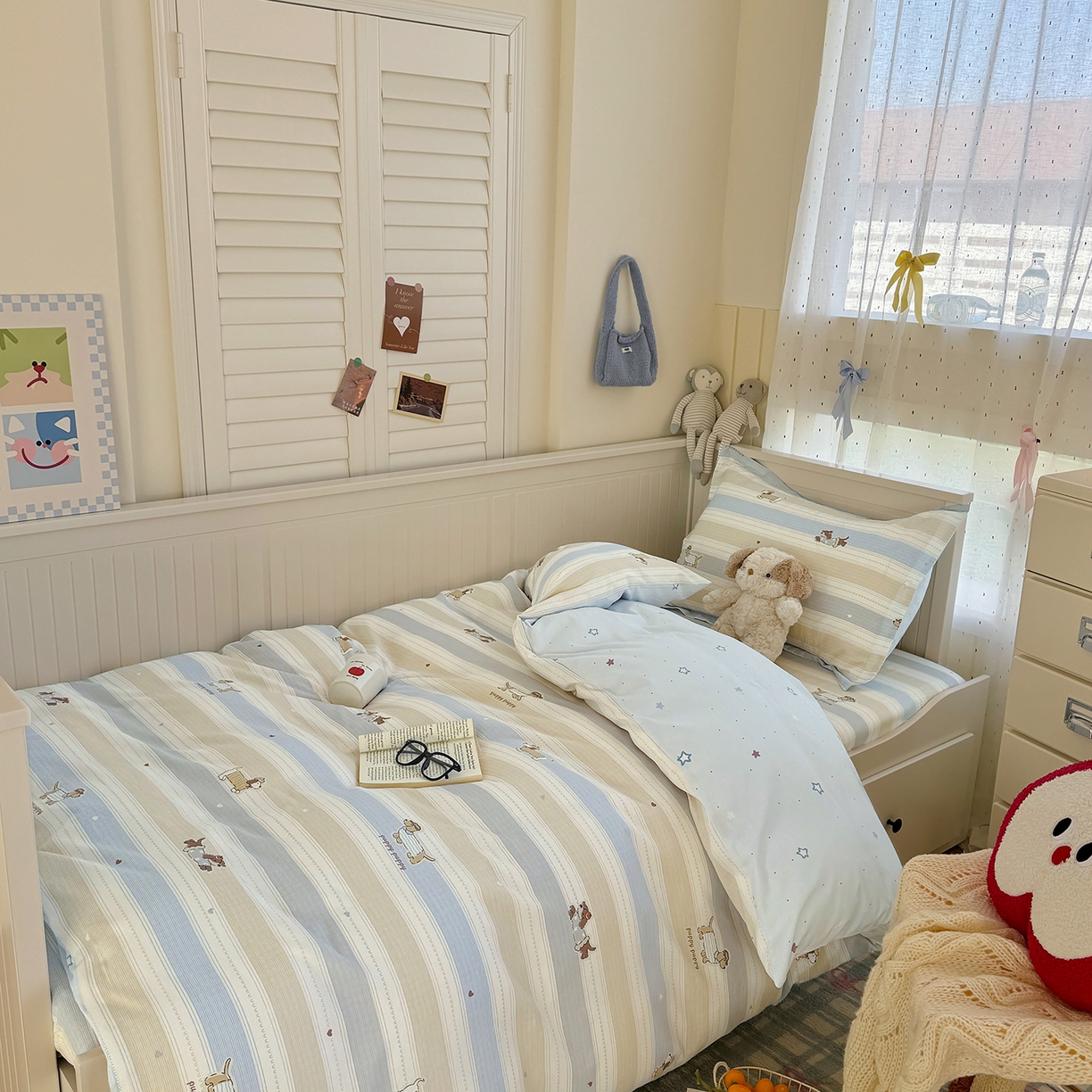 91家纺网 家纺一手货源 找家纺 尚帛 2026新款全棉品质喷气印花爆款四件套 多规格套件 单品系列-四件套学生款 奔跑小狗