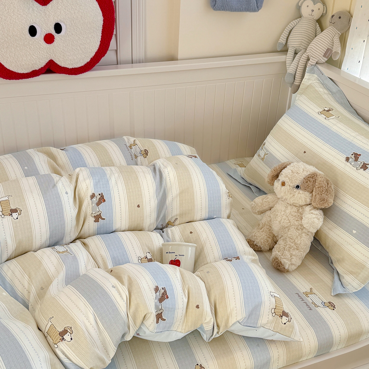 91家纺网 家纺一手货源 找家纺 尚帛 2026新款全棉品质喷气印花爆款四件套 多规格套件 单品系列-四件套学生款 奔跑小狗