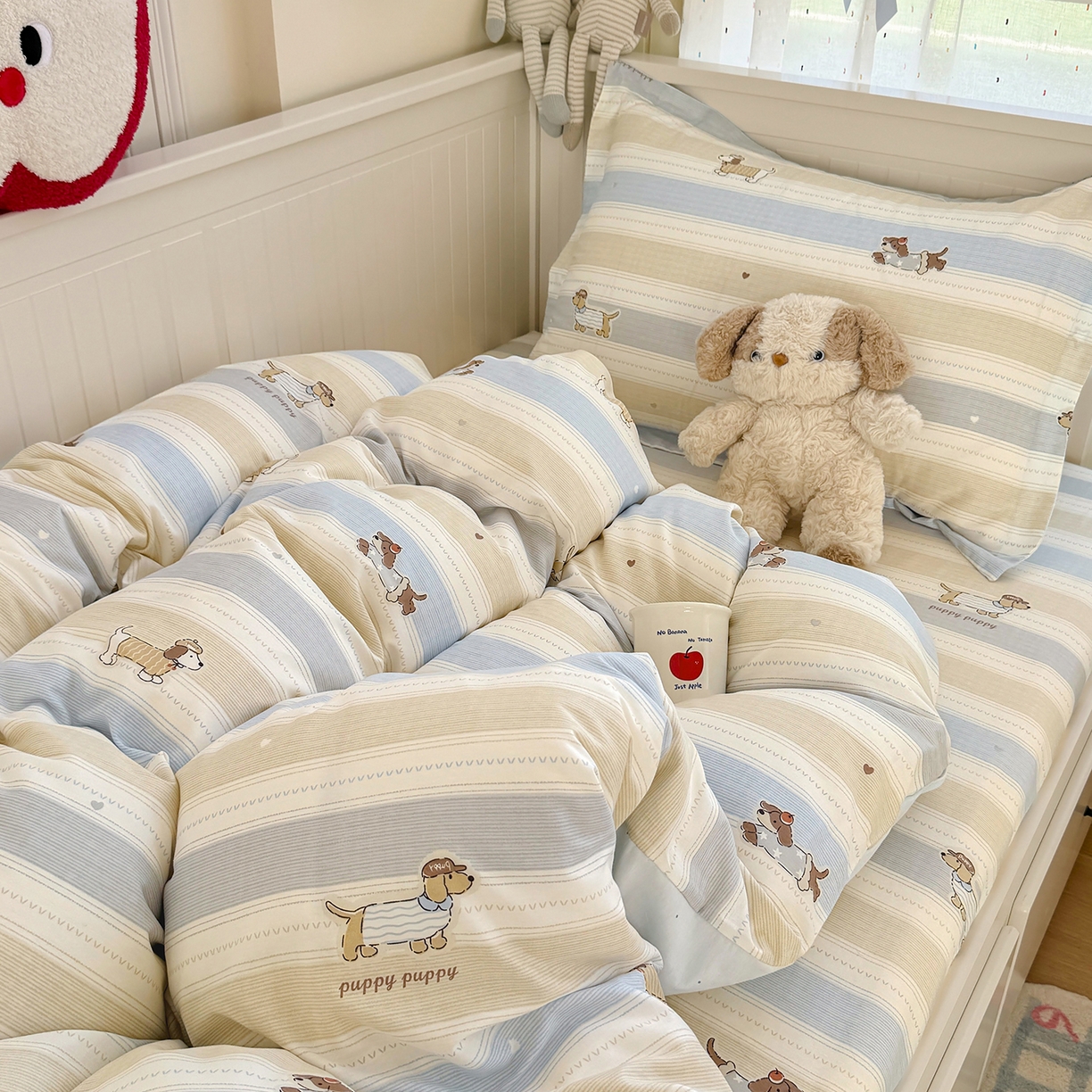 91家纺网 家纺一手货源 找家纺 尚帛 2026新款全棉品质喷气印花爆款四件套 多规格套件 单品系列-四件套学生款 奔跑小狗