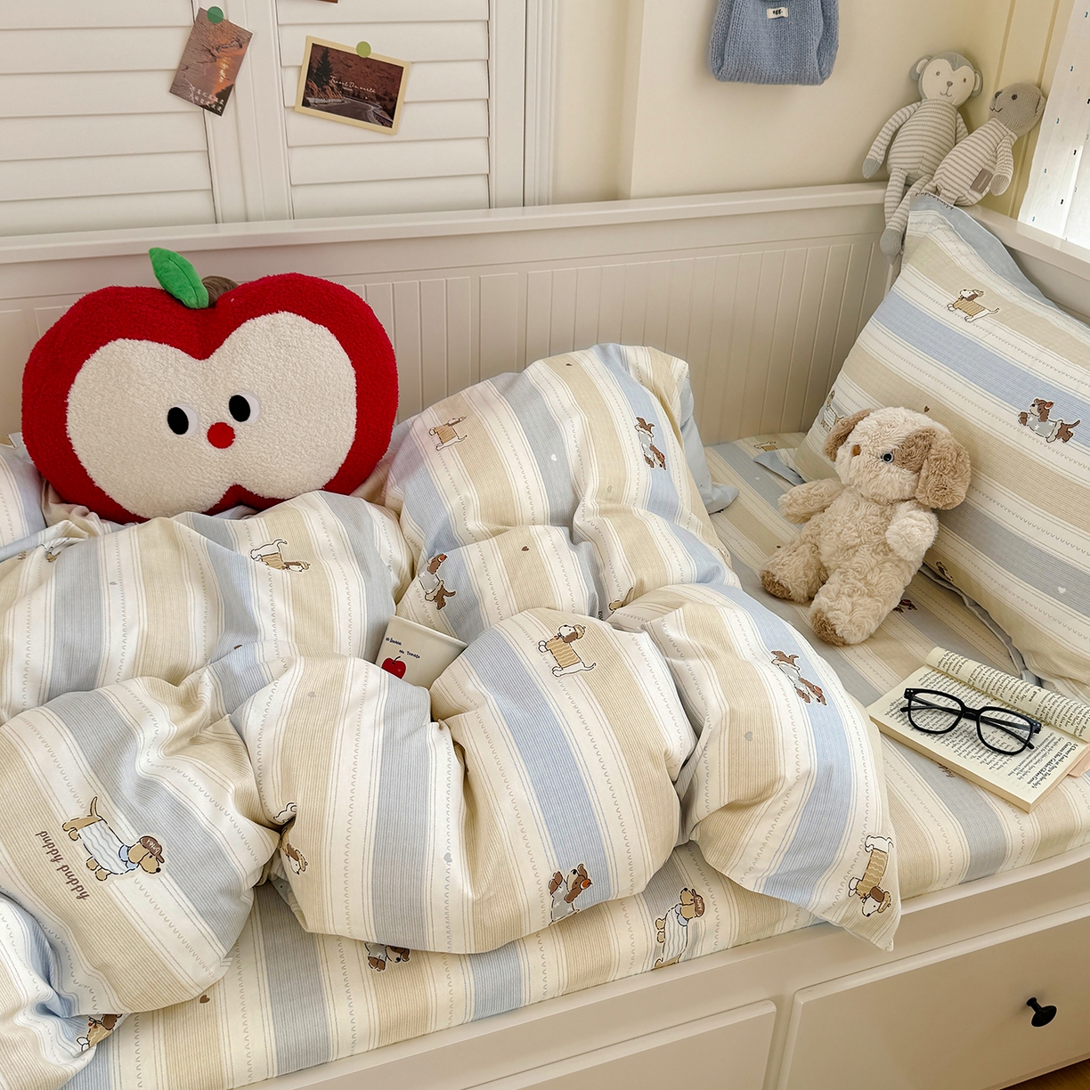 91家纺网 家纺一手货源 找家纺 尚帛 2026新款全棉品质喷气印花爆款四件套 多规格套件 单品系列-四件套学生款 奔跑小狗