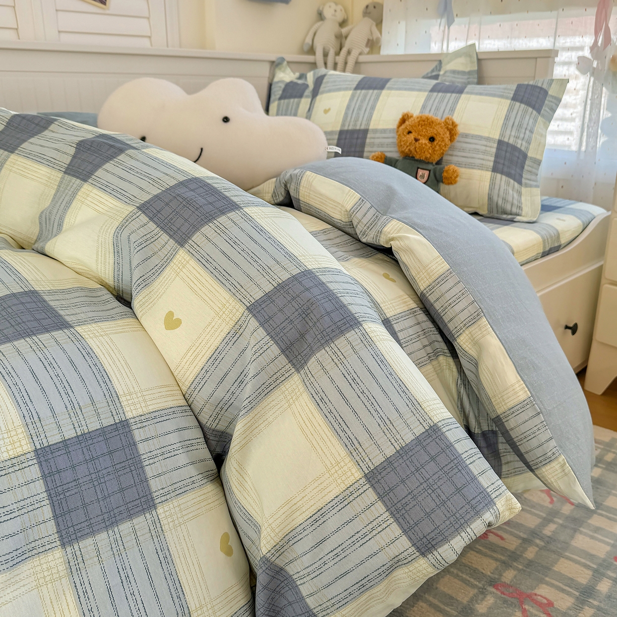 91家纺网 家纺一手货源 找家纺 尚帛 2026新款全棉品质喷气印花爆款四件套 多规格套件 单品系列-四件套学生款 初心-灰