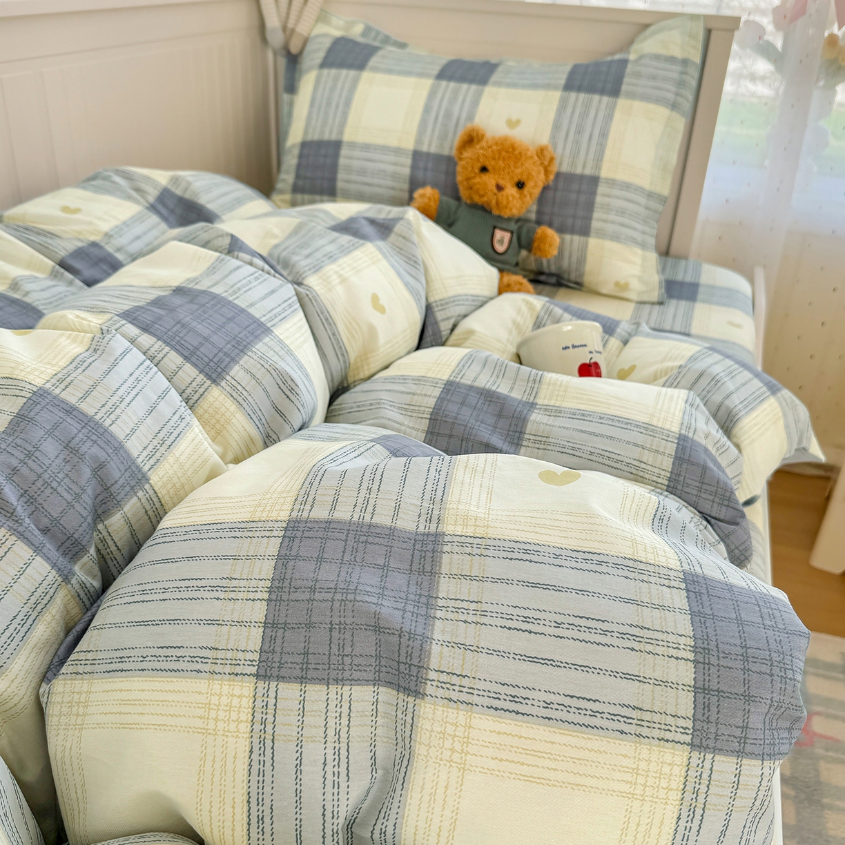 91家纺网 家纺一手货源 找家纺 尚帛 2026新款全棉品质喷气印花爆款四件套 多规格套件 单品系列-四件套学生款 初心-灰