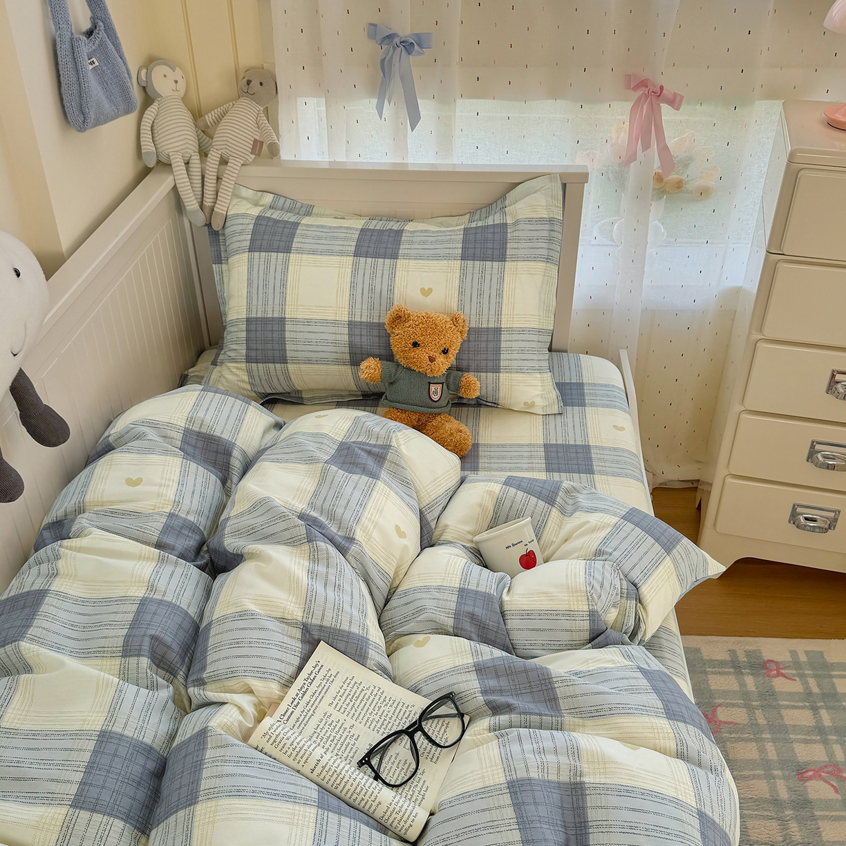 91家纺网 家纺一手货源 找家纺 尚帛 2026新款全棉品质喷气印花爆款四件套 多规格套件 单品系列-四件套学生款 初心-灰