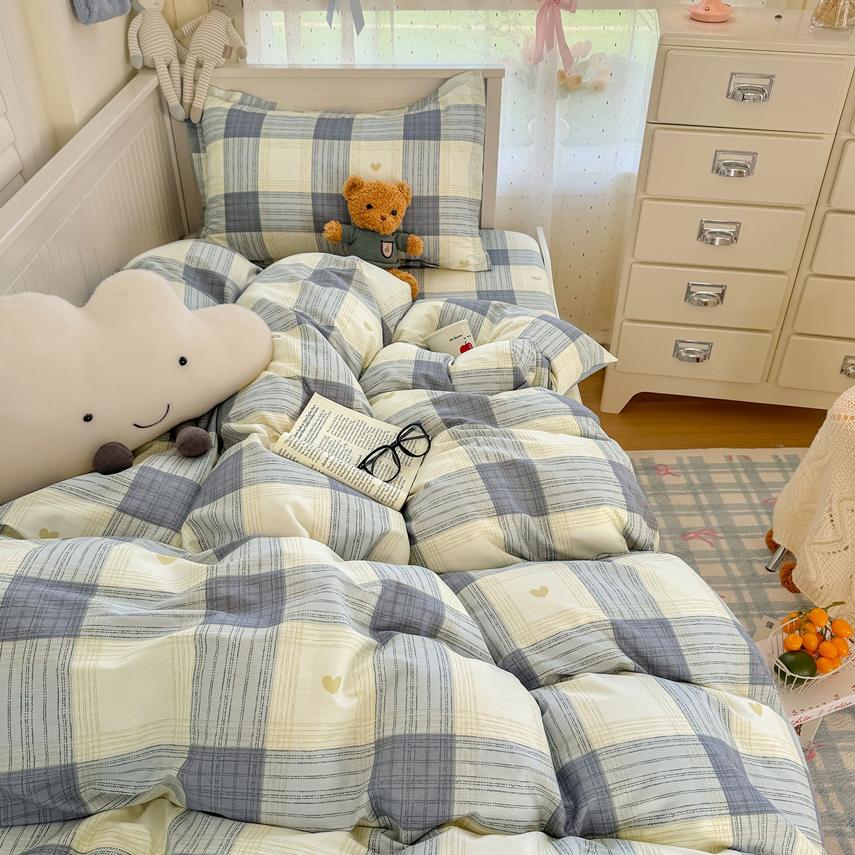 91家纺网 家纺一手货源 找家纺 尚帛 2026新款全棉品质喷气印花爆款四件套 多规格套件 单品系列-四件套学生款 初心-灰