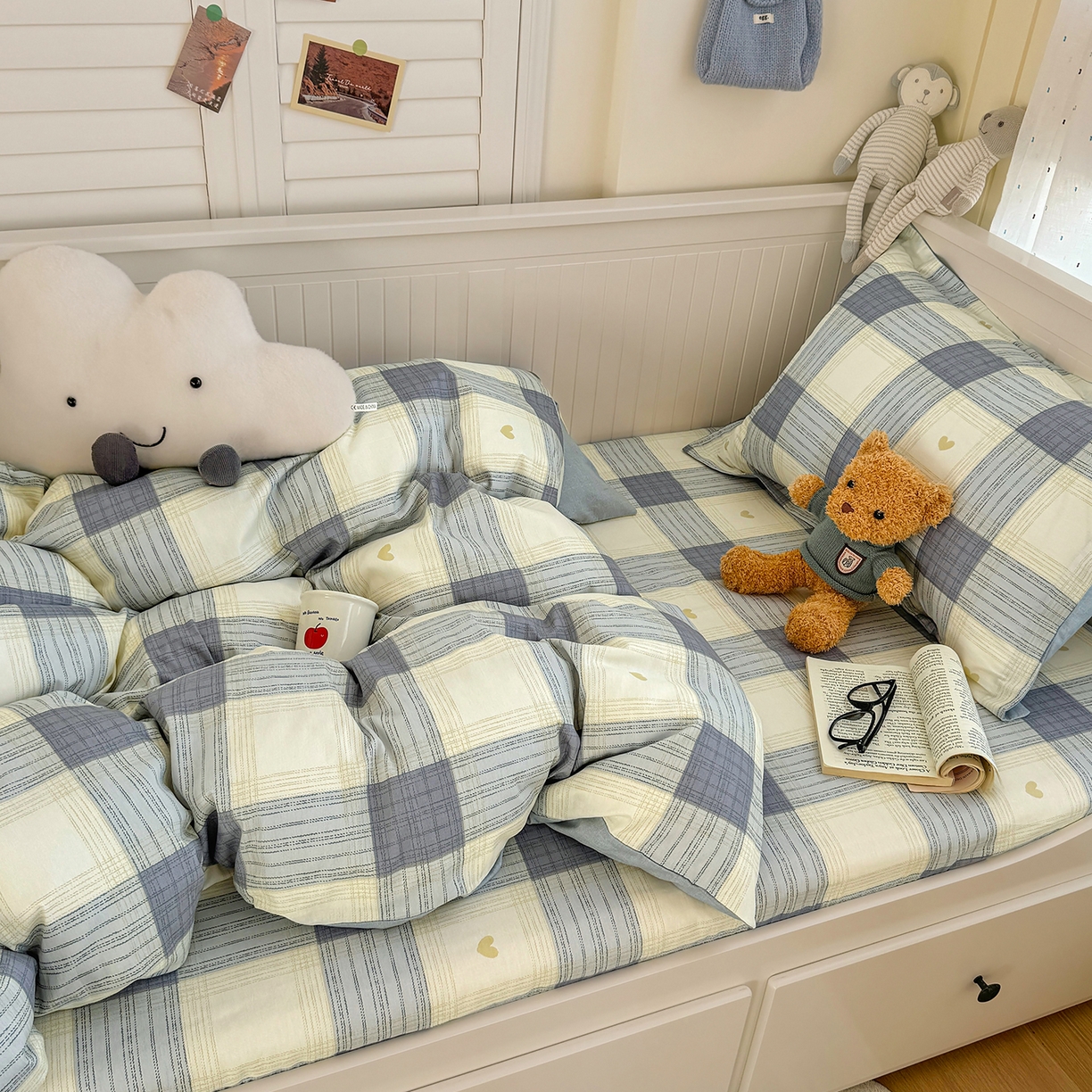 91家纺网 家纺一手货源 找家纺 尚帛 2026新款全棉品质喷气印花爆款四件套 多规格套件 单品系列-四件套学生款 初心-灰