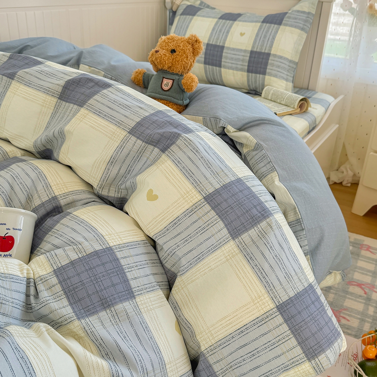 91家纺网 家纺一手货源 找家纺 尚帛 2026新款全棉品质喷气印花爆款四件套 多规格套件 单品系列-四件套学生款 初心-灰