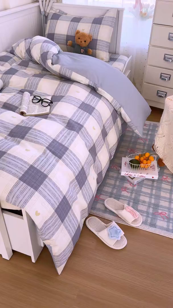 91家纺网 家纺一手货源 找家纺 尚帛 2026新款全棉品质喷气印花爆款四件套 多规格套件 单品系列-四件套学生款 初心-灰