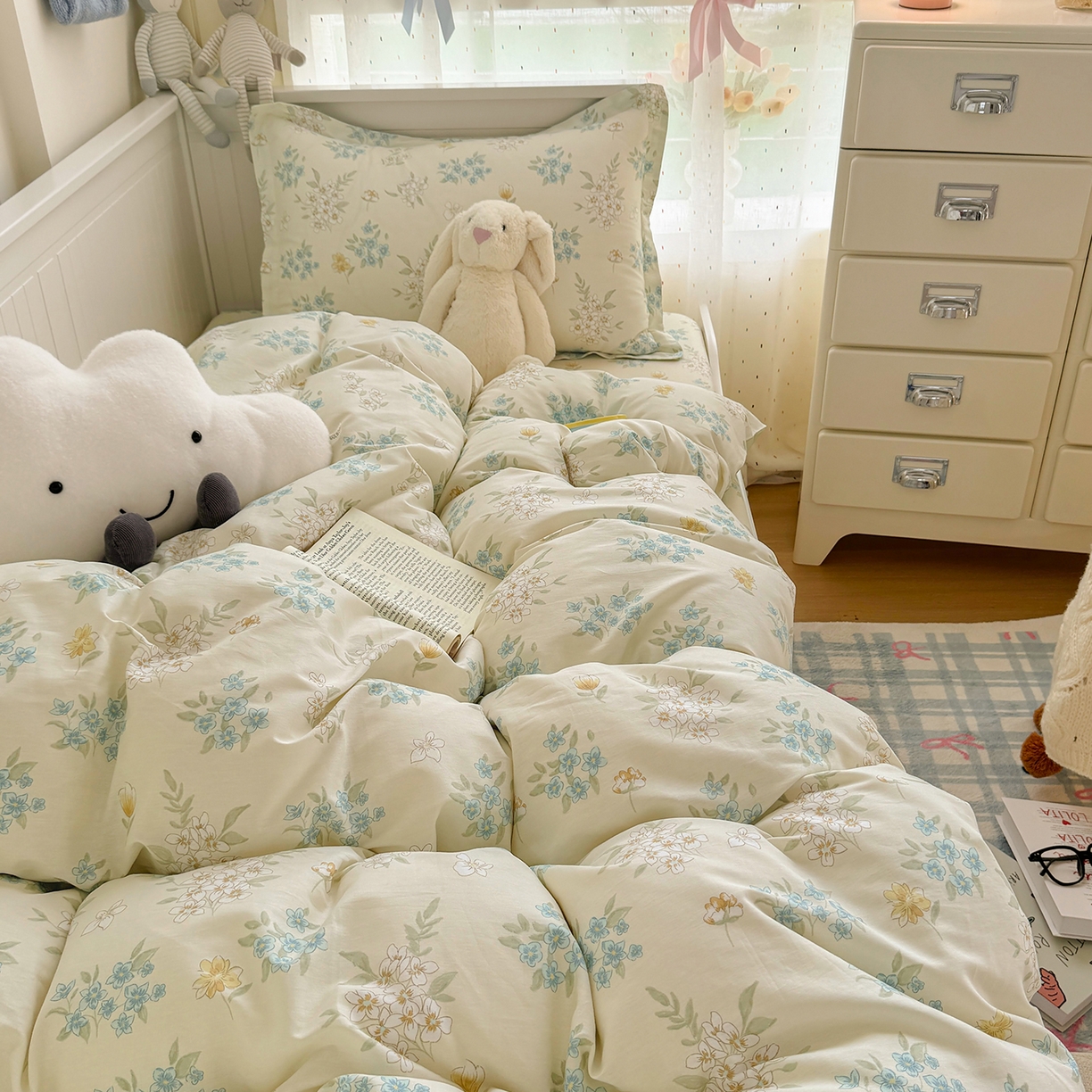 91家纺网 家纺一手货源 找家纺 尚帛 2026新款全棉品质喷气印花爆款四件套 多规格套件 单品系列-四件套学生款 春漫庭