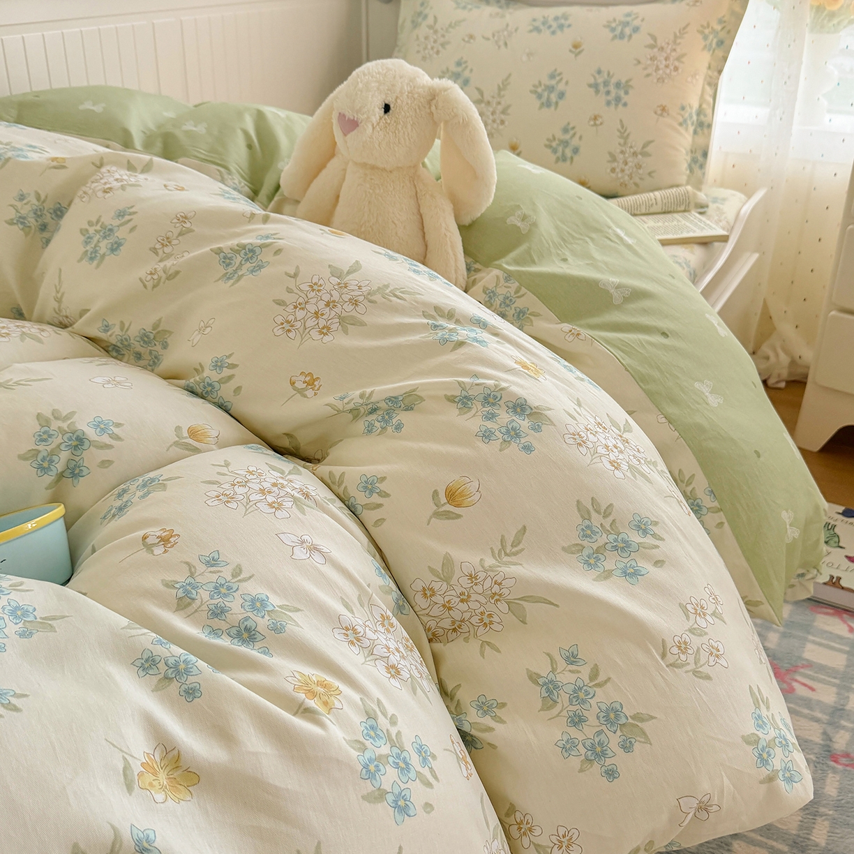 91家纺网 家纺一手货源 找家纺 尚帛 2026新款全棉品质喷气印花爆款四件套 多规格套件 单品系列-四件套学生款 春漫庭