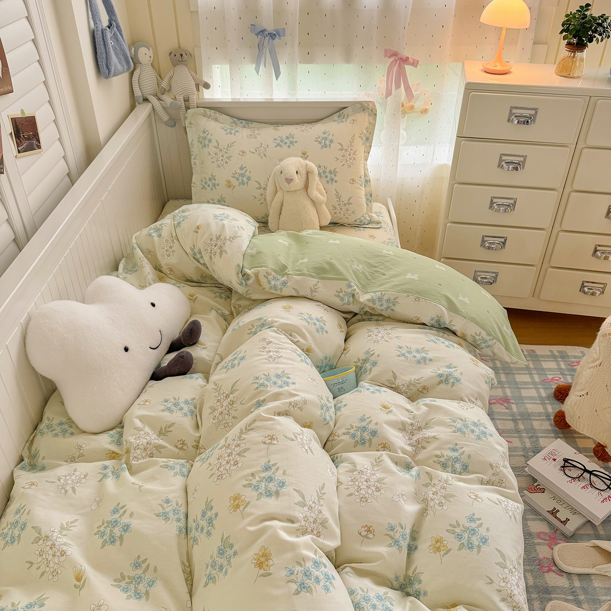 91家纺网 家纺一手货源 找家纺 尚帛 2026新款全棉品质喷气印花爆款四件套 多规格套件 单品系列-四件套学生款 春漫庭