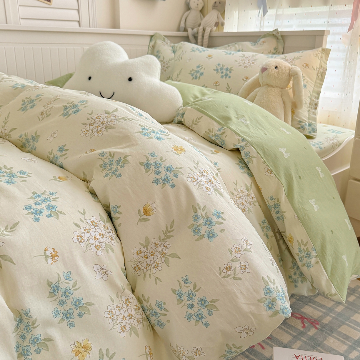 91家纺网 家纺一手货源 找家纺 尚帛 2026新款全棉品质喷气印花爆款四件套 多规格套件 单品系列-四件套学生款 春漫庭